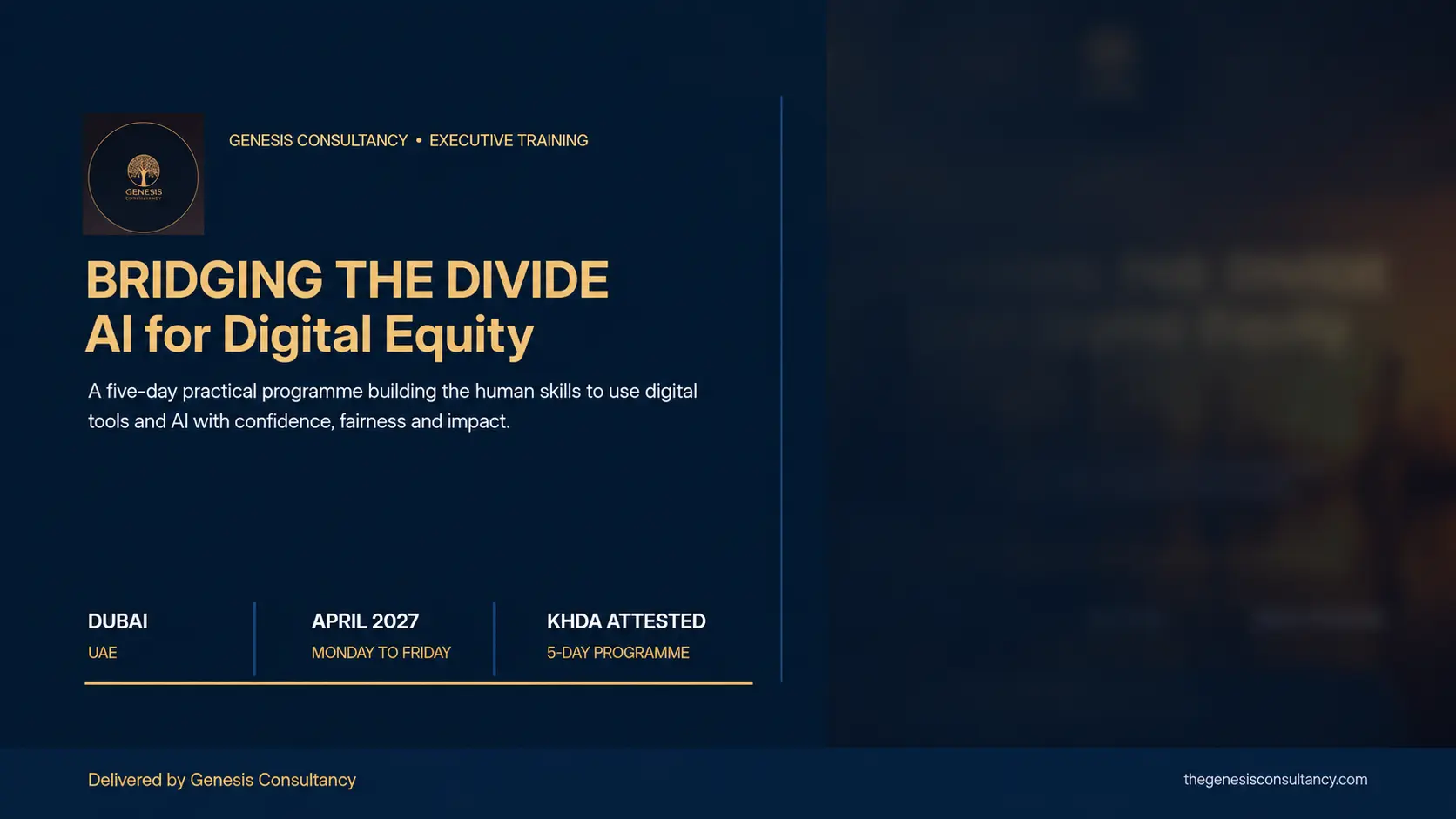Bridging the Divide: AI for Digital Equity - Dubai, UAE, April 2027