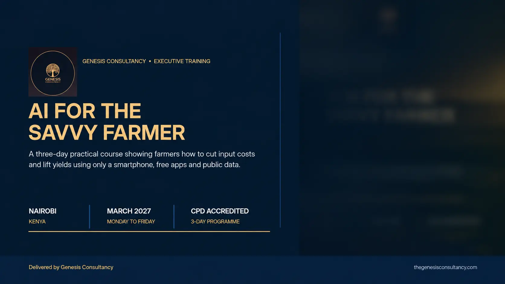 AI for the Savvy Farmer - Nairobi, Kenya, March 2027
