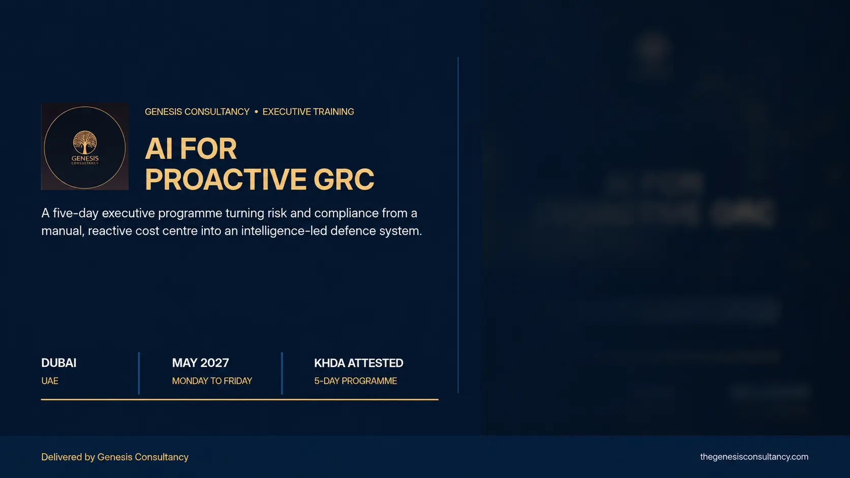AI for Proactive GRC - Dubai, UAE, May 2027