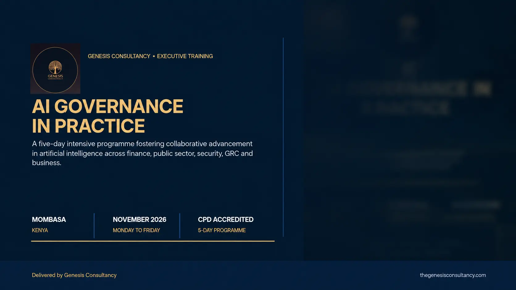 AI Governance in Practice - Mombasa, Kenya, November 2026